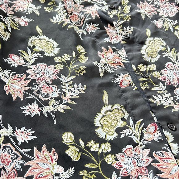 5/$25 Terra & Sky Sheer Button Down Long Sleeve Black Floral size 0X (14W) - Picture 2 of 8